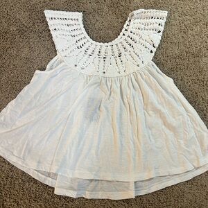Lucky Brand Boho Crochet Yoke Sleeveless Top – White NWT/NWOT
